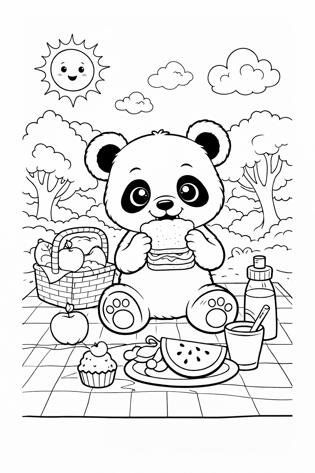 Cute Panda Coloring Book